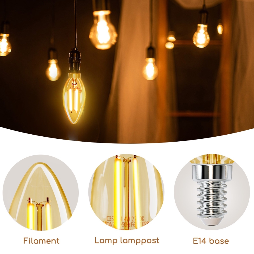 Lampadina LED C35 E14/4W/230V 2200K - Aigostar