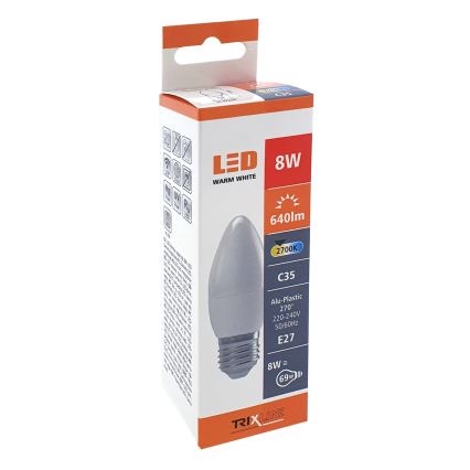 Lampadina LED C35 E27/8W/230V 2700K