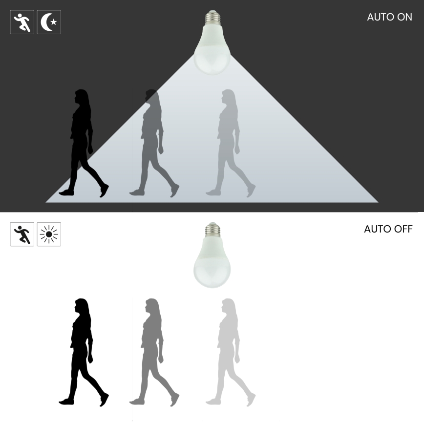 Lampadina LED con sensore A60 E27/9W/230V 3000K