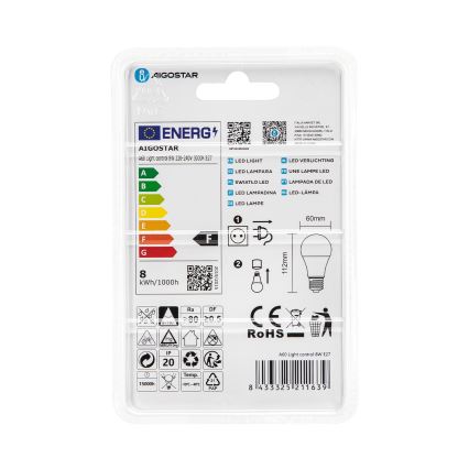 Lampadina LED con sensore crepuscolare A60 E27/8W/230V 3000K - Aigostar