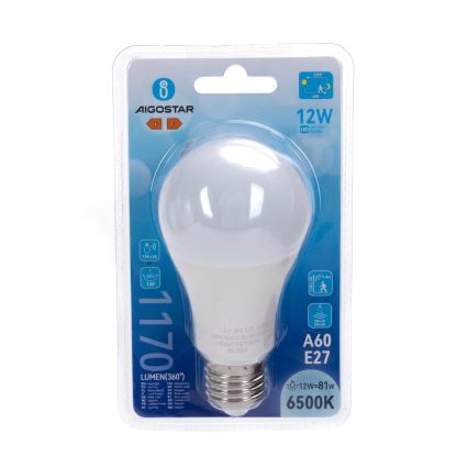 Lampadina LED con sensore di movimento e sensore crepuscolare A60 E27/12W/230V 6500K - Aigostar