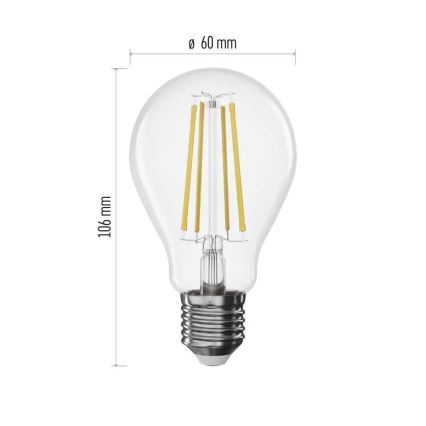 Lampadina LED dimmerabile a filamento A60 E27/7,5W/230V 4000K