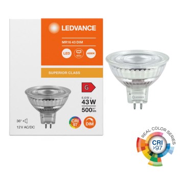 Lampadina LED dimmerabile a riflettore MR16 GU5,3/6,6W/12V 4000K 36° CRI 97 - Ledvance