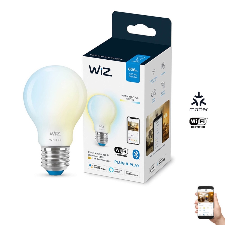 Lampadina LED dimmerabile A60 E27/7W/230V 2700-6500K CRI 90 Wi-Fi - WiZ