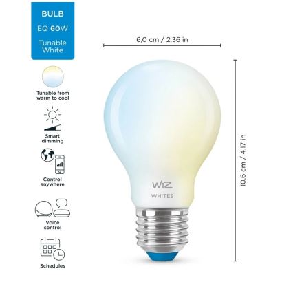 Lampadina LED dimmerabile A60 E27/7W/230V 2700-6500K CRI 90 Wi-Fi - WiZ
