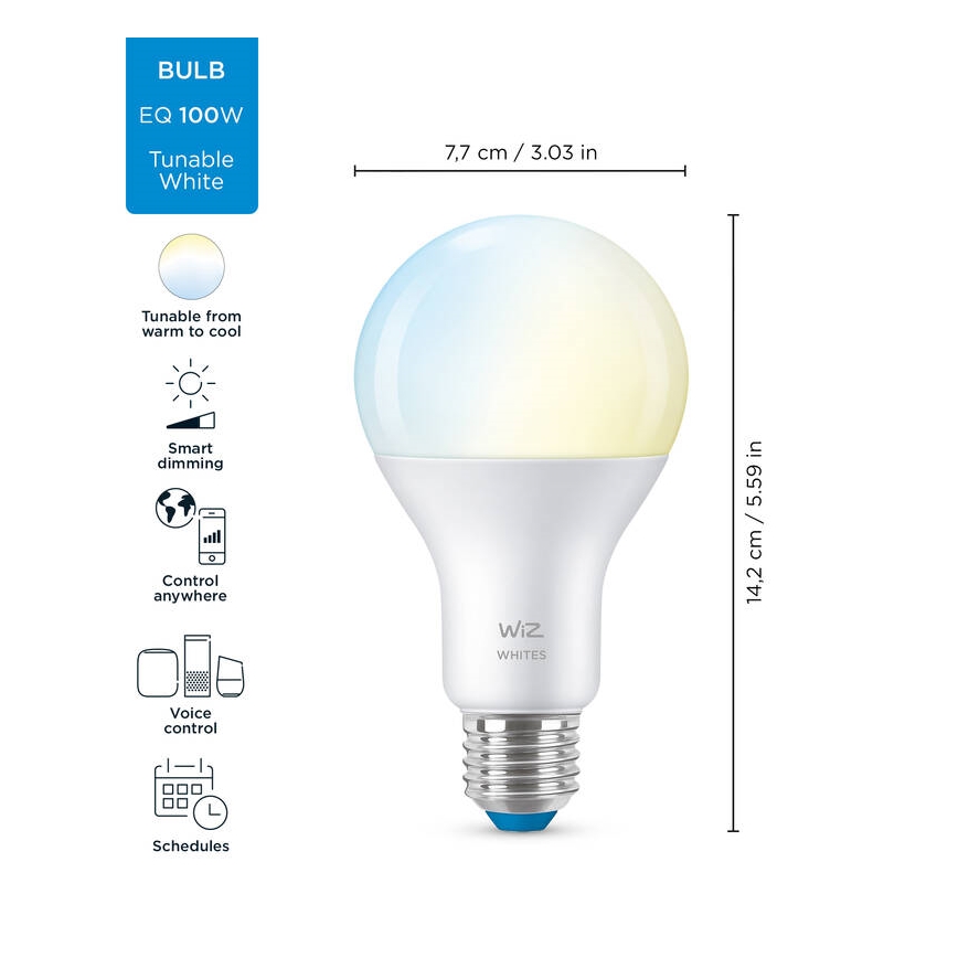 Lampadina LED dimmerabile A67 E27/13W/230V 2700-6500K CRI 90 Wi-Fi - WiZ