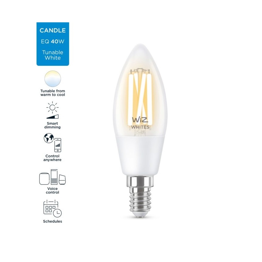 Lampadina LED Dimmerabile FILAMENT C35 E14/4,9W/230V 2700-6500K CRI 90 Wi-Fi - WiZ