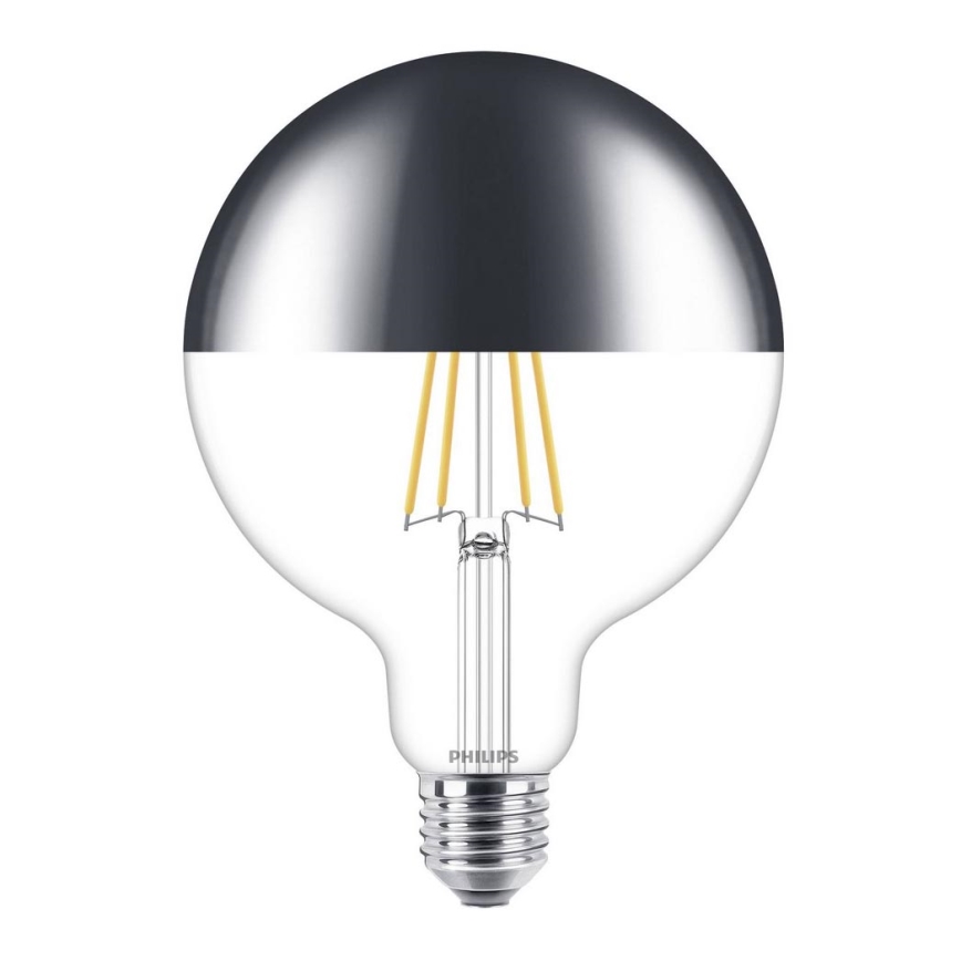 Lampadina LED dimmerabile con calotta sferica a specchio DECO Philips G125 E27/7,2W/230V 2700K