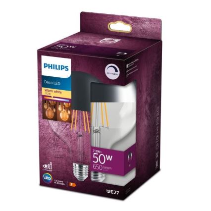 Lampadina LED dimmerabile con calotta sferica a specchio DECO Philips G125 E27/7,2W/230V 2700K