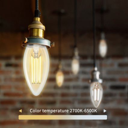 Lampadina LED dimmerabile FILAMENT C35 E27/4,5W/230V 2700-6500K Wi-Fi - Aigostar