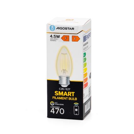 Lampadina LED dimmerabile FILAMENT C35 E27/4,5W/230V 2700-6500K Wi-Fi - Aigostar