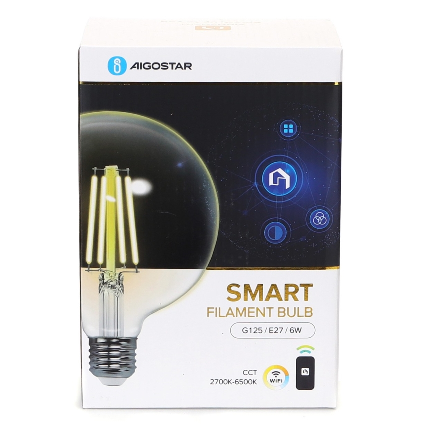 Lampadina LED dimmerabile FILAMENT G125 E27/6W/230V 2700-6500K Wi-Fi - Aigostar