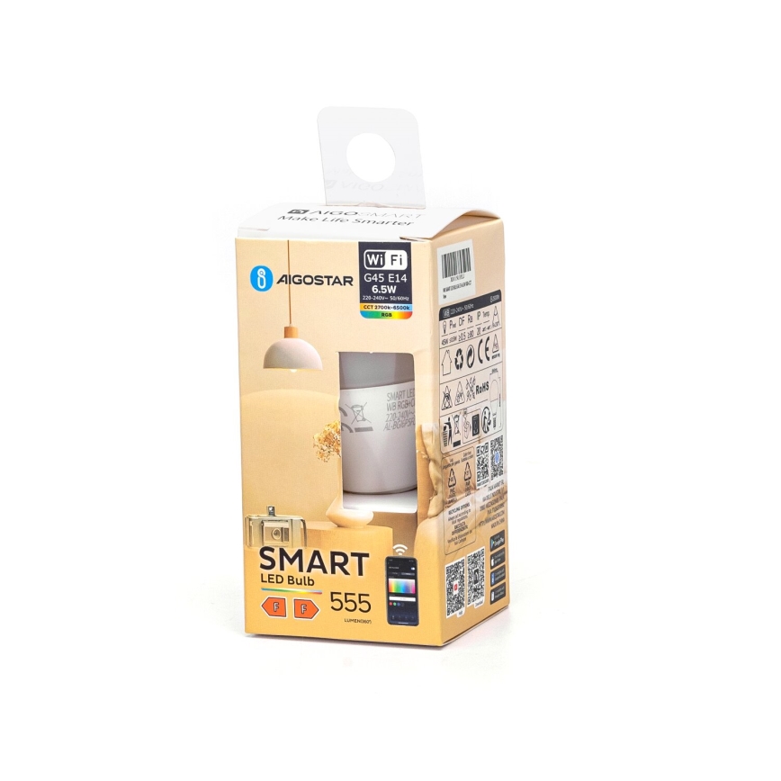 Lampadina LED dimmerabile FILAMENT G45 E14/6,5W/230V 2700-6500K Wi-Fi - Aigostar