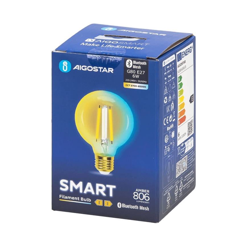Lampadina LED dimmerabile FILAMENT MESH Smart G80 E27/6W/230V 2700-6500K - Aigostar