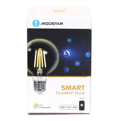 Lampadina LED dimmerabile FILAMENT G80 E27/6W/230V 2700-6500K Wi-Fi - Aigostar
