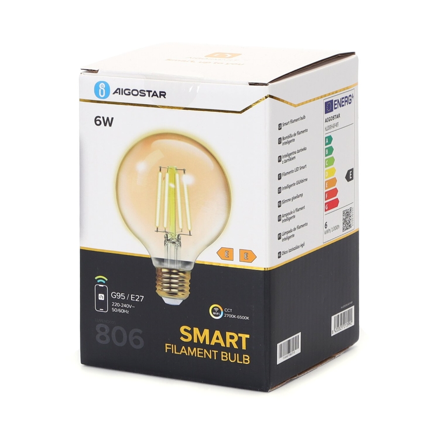 Lampadina LED dimmerabile FILAMENT G95 E27/6W/230V 2700-6500K Wi-Fi - Aigostar
