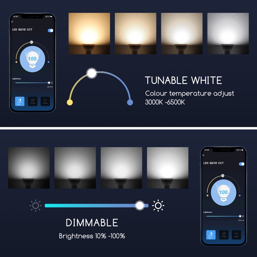 Lampadina LED dimmerabile GU10/5W/230V 3000-6500K Wi-Fi - Aigostar