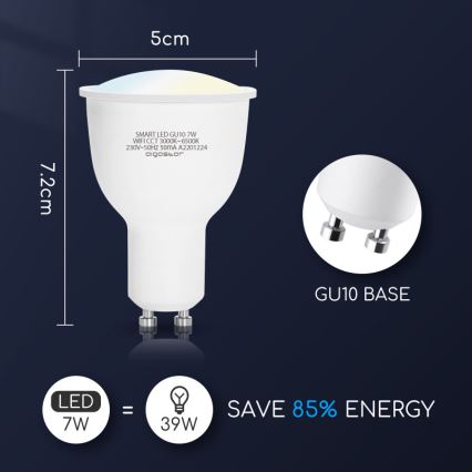 Lampadina LED dimmerabile GU10/7W/230V 3000-6500K Wi-Fi - Aigostar