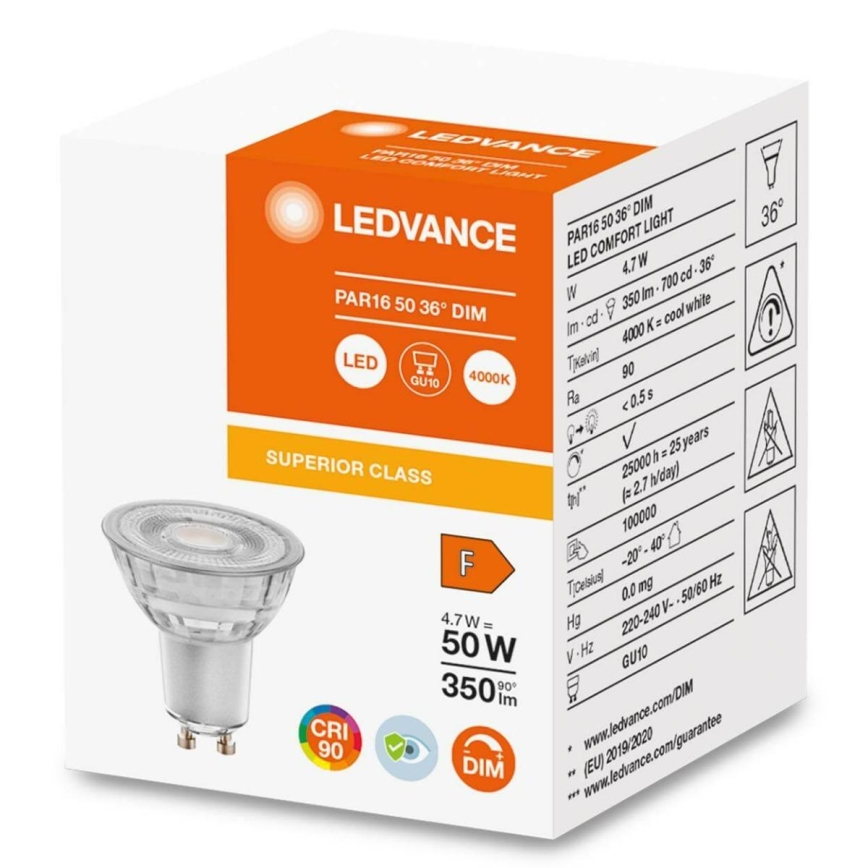 Lampadina LED dimmerabile PAR16 GU10/4,7W/230V 4000K 36° CRI 90 - Osram