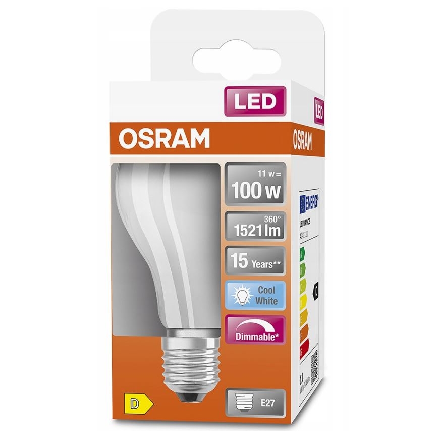 Lampadina LED dimmerabile RETROFIT A60 E27/11W/230V 4000K - Osram