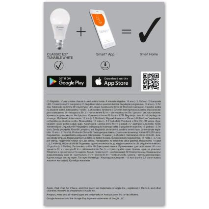 Lampadina LED dimmerabile SMART+ E27/9.5W/230V 2,700K-6,500K Wi-Fi - Ledvance
