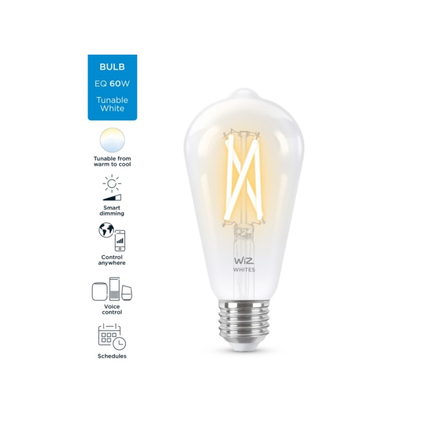 Lampadina LED Dimmerabile FILAMENT ST64 E27/6,7W/230V 2700-6500K CRI 90 Wi-Fi - WiZ