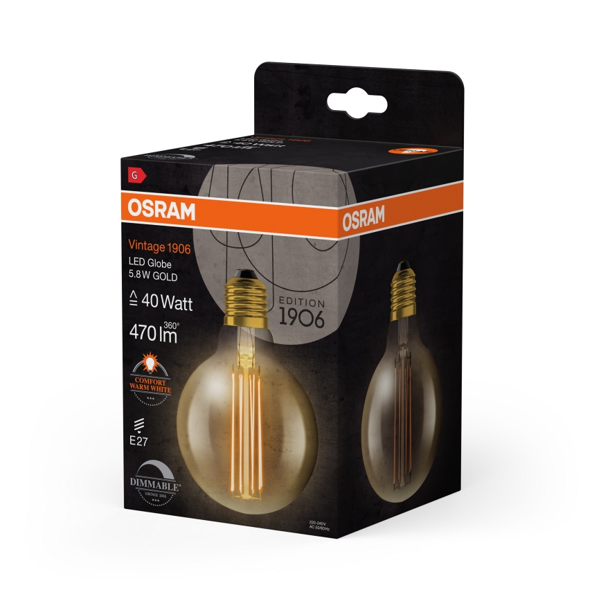 Lampadina LED dimmerabile VINTAGE FILAMENT E27/5,8W/230V 2200K - Osram