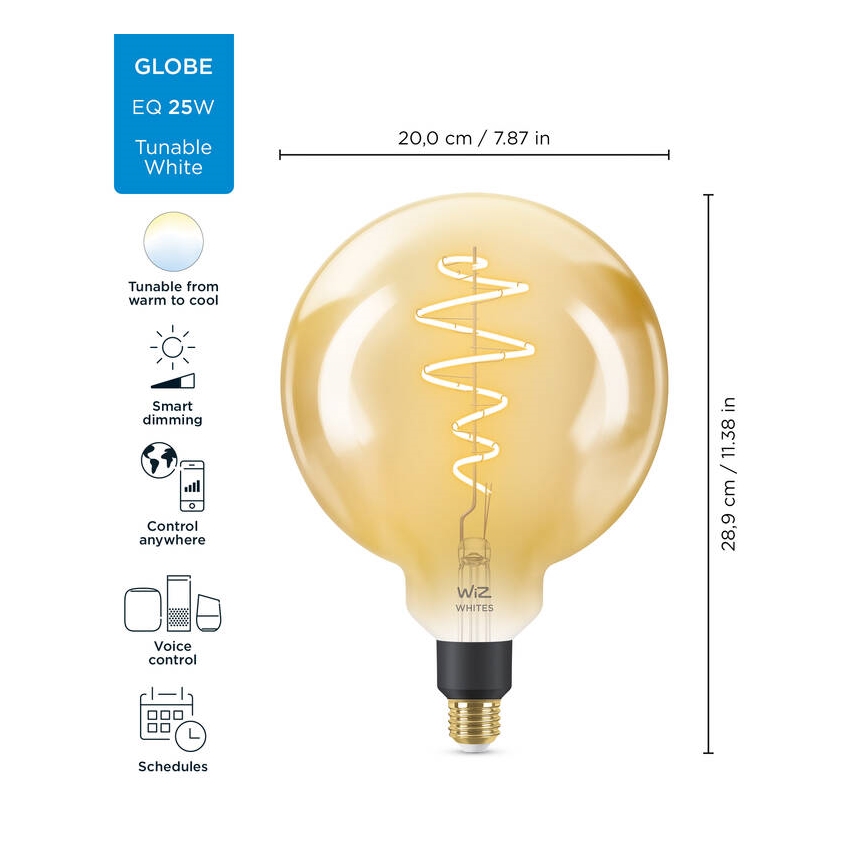 Lampadina LED dimmerabile VINTAGE FILAMENT G200 E27/6W/230V 2000-5000K CRI 90 Wi-Fi - WiZ