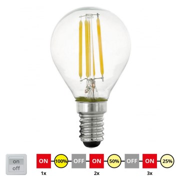 Lampadina LED dimmerabile VINTAGE P45 E14/4W/230V 2700K - STEPDIMMING - Eglo 11754