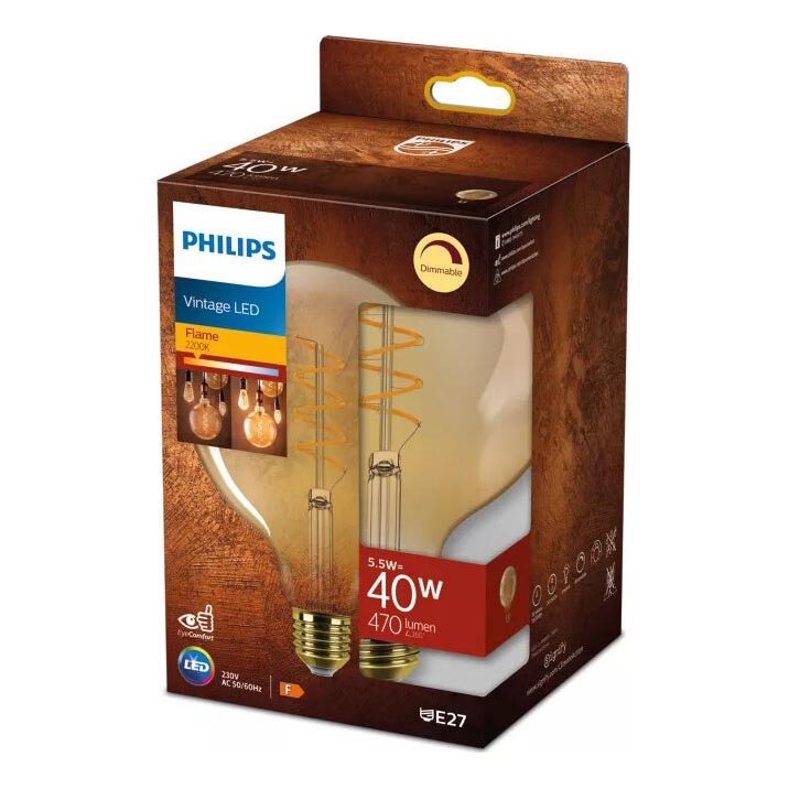 Lampadina LED dimmerabile VINTAGE Philips G125 E27/5,5W/230V 2200K