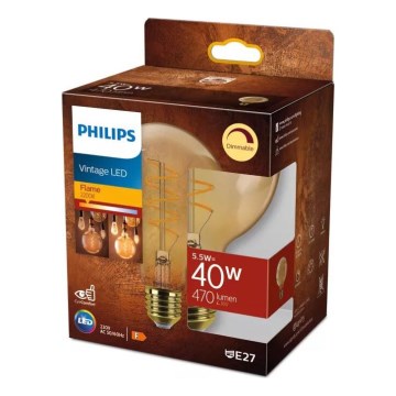 Lampadina LED dimmerabile VINTAGE Philips G95 E27/5,5W/230V 2200K