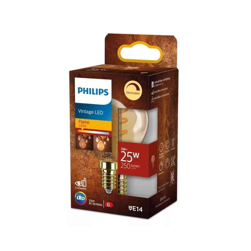 Lampadina LED dimmerabile VINTAGE Philips P45 E14/3W/230V 2200K