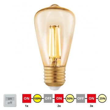 Lampadina LED dimmerabile VINTAGE ST48 E27/3W/230V 2200K - STEPDIMMING - Eglo 12521