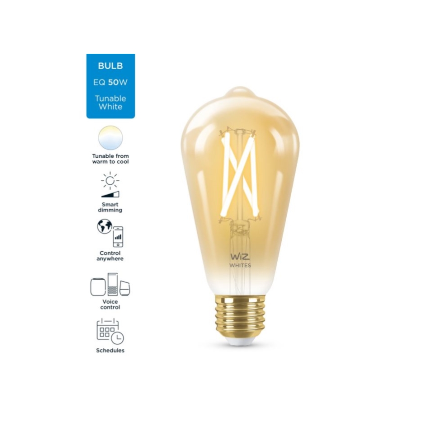 Lampadina LED dimmerabile VINTAGE FILAMENT ST64 E27/7W/230V 2000-5000K CRI 90 Wi-Fi - WiZ