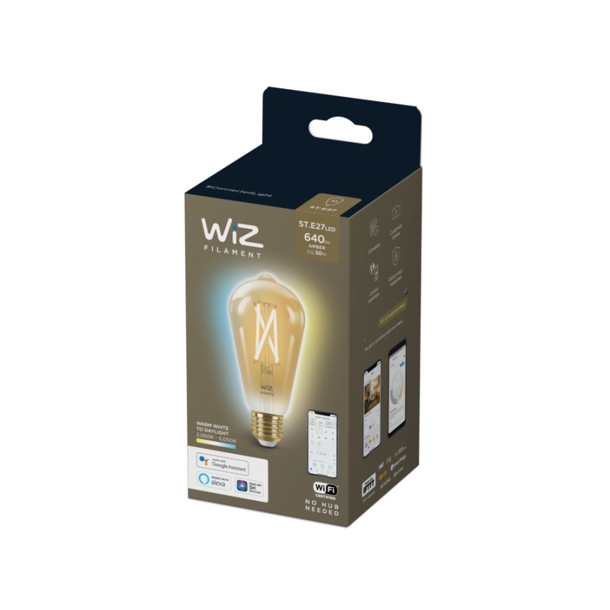 Lampadina LED dimmerabile VINTAGE FILAMENT ST64 E27/7W/230V 2000-5000K CRI 90 Wi-Fi - WiZ