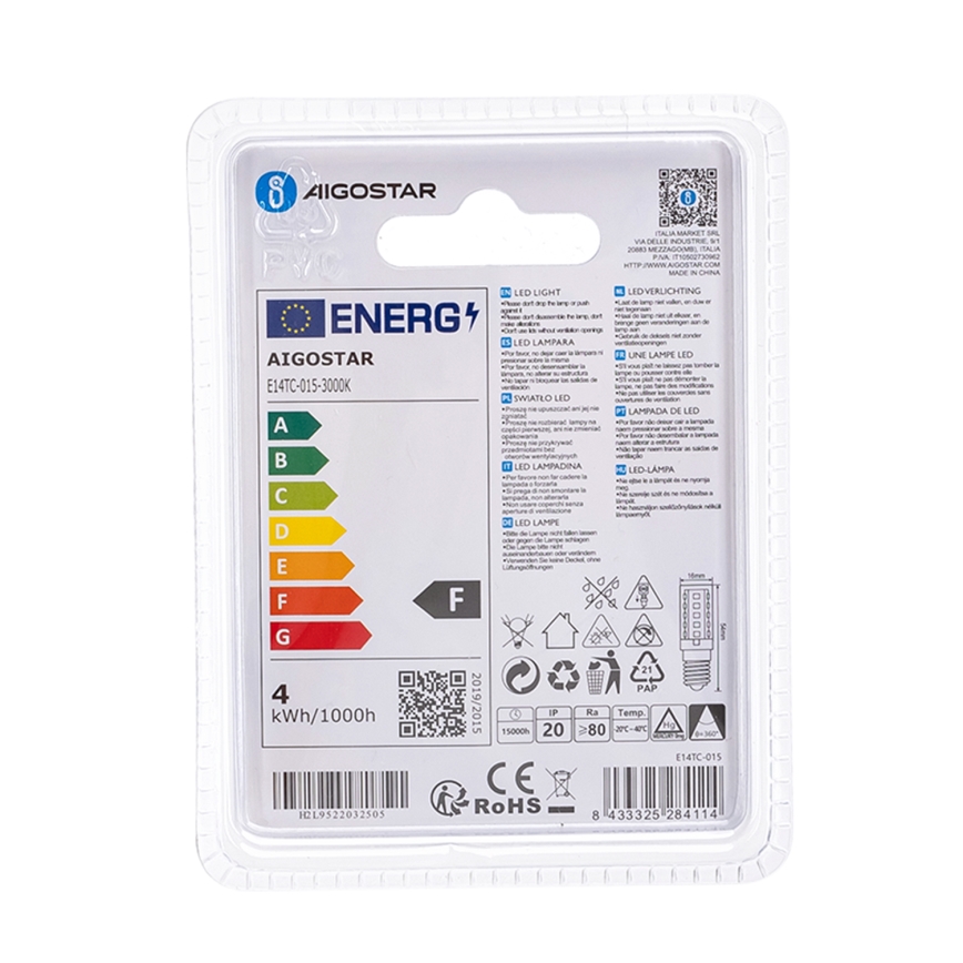 Lampadina LED E14/3,5W/230V 3000K - Aigostar