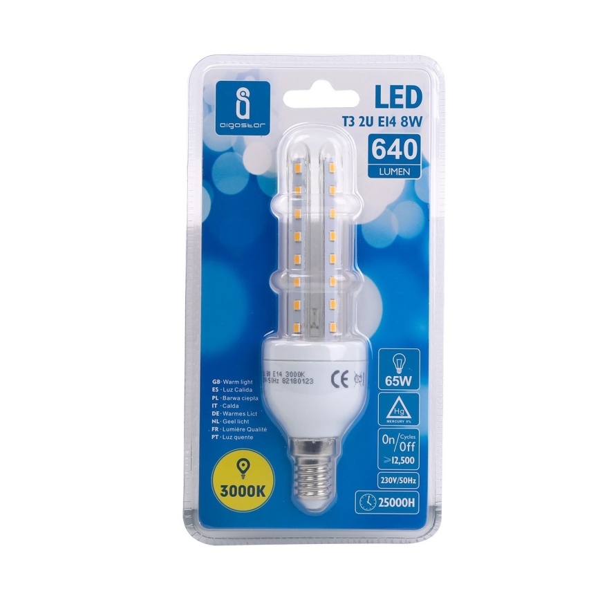 Lampadina LED E14/8W/230V 3000K - Aigostar