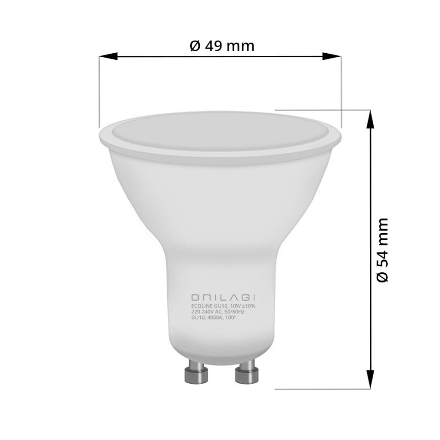 Lampadina LED ECOLINE GU10/6W/230V 4,000K - Brilagi