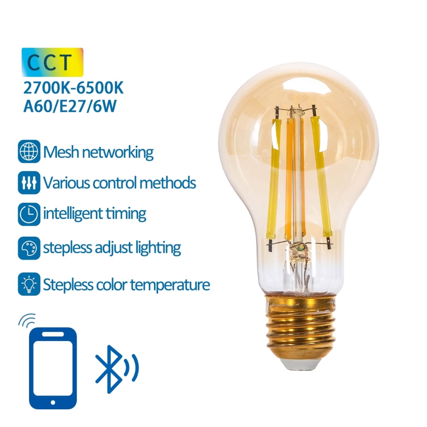 Lampadina LED dimmerabile FILAMENT MESH Smart A60 E27/6W/230V 2700-6500K - Aigostar