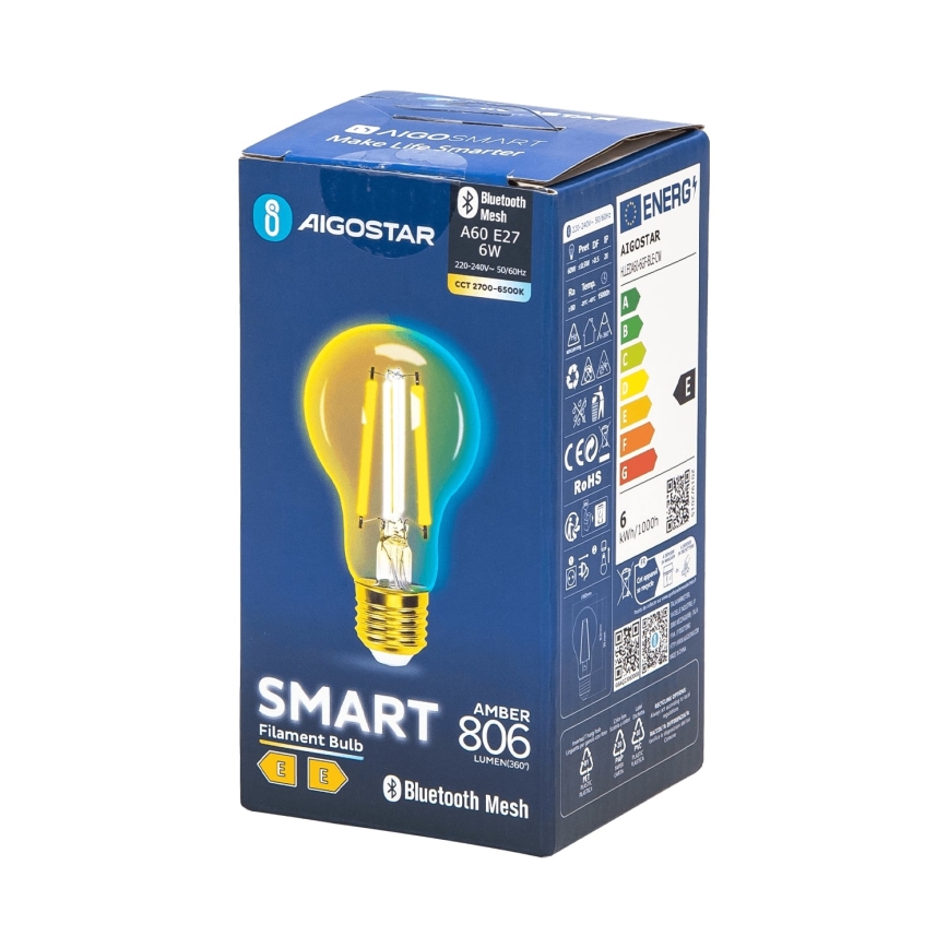Lampadina LED dimmerabile FILAMENT MESH Smart A60 E27/6W/230V 2700-6500K - Aigostar