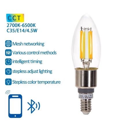 Lampadina LED dimmerabile FILAMENT MESH Smart C35 E14/4,5W/230V 2700-6500K - Aigostar