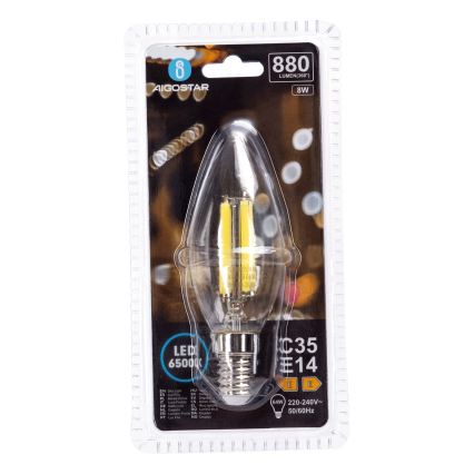 Lampadina LED FILAMENT C35 E14/8W/230V 6500K - Aigostar