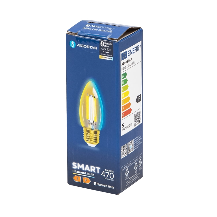Lampadina LED dimmerabile FILAMENT MESH Smart C35 E27/4,5W/230V 2700-6500K - Aigostar