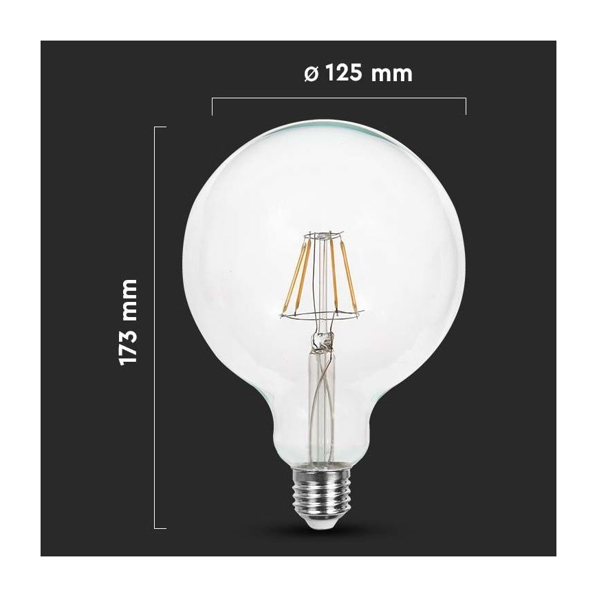 Lampadina LED FILAMENT G125 E27/10W/230V 4000K