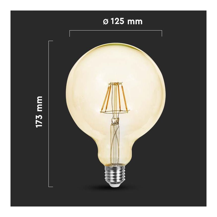 Lampadina LED FILAMENT G125 E27/6W/230V 2200K