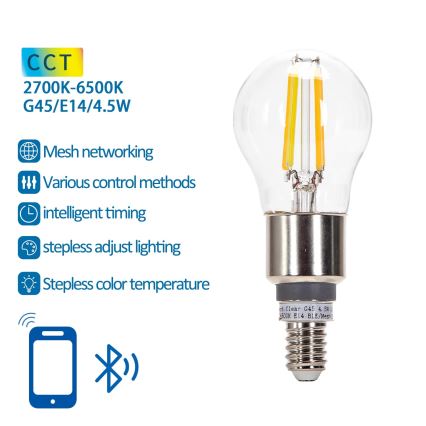 Lampadina LED dimmerabile FILAMENT MESH Smart G45 E14/4,5W/230V 2700-6500K - Aigostar