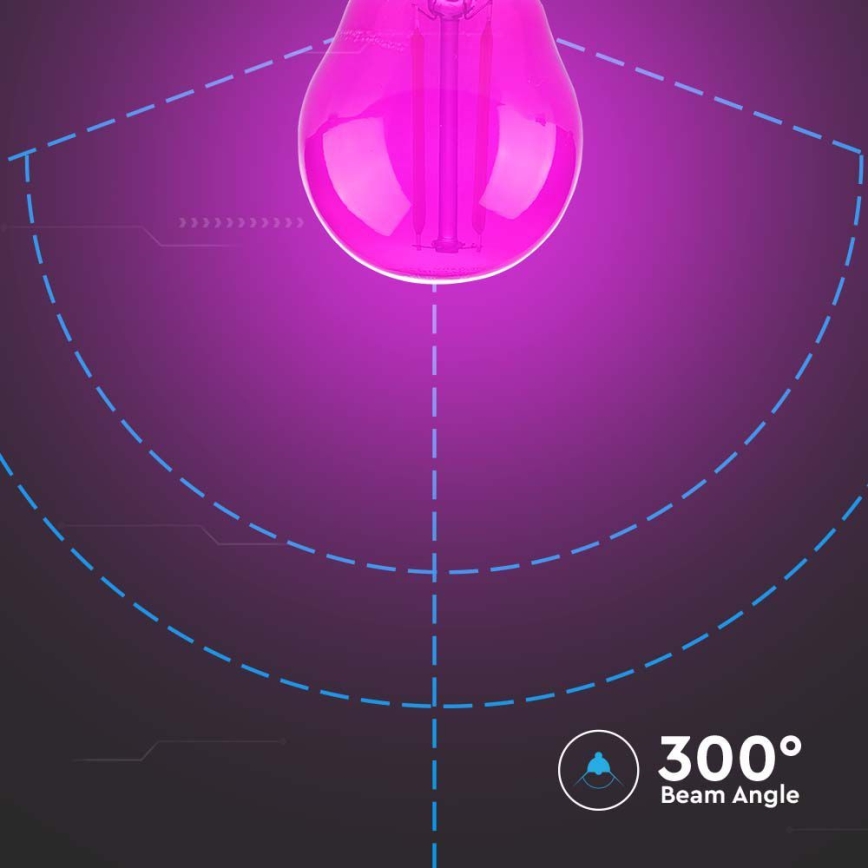 Lampadina LED FILAMENT G45 E27/2W/230V rosa