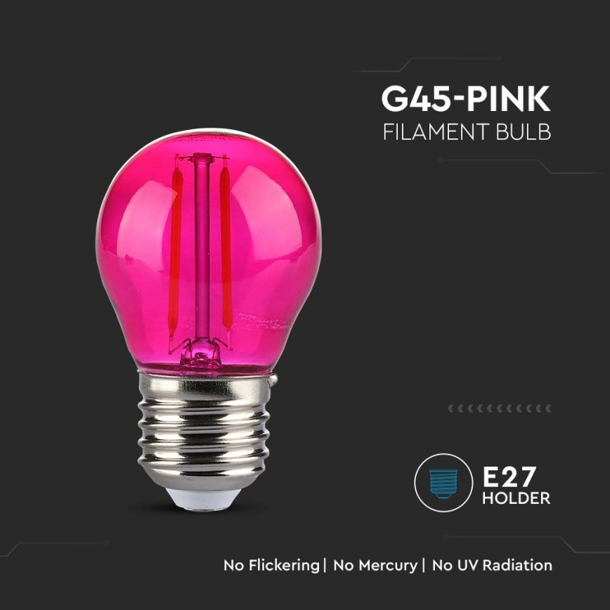 Lampadina LED FILAMENT G45 E27/2W/230V rosa