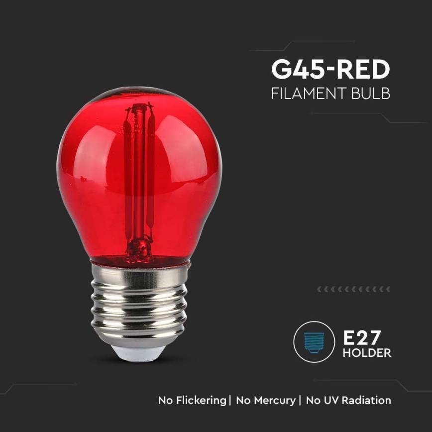 Lampadina LED FILAMENT G45 E27/2W/230V rosso