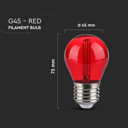 Lampadina LED FILAMENT G45 E27/2W/230V rosso